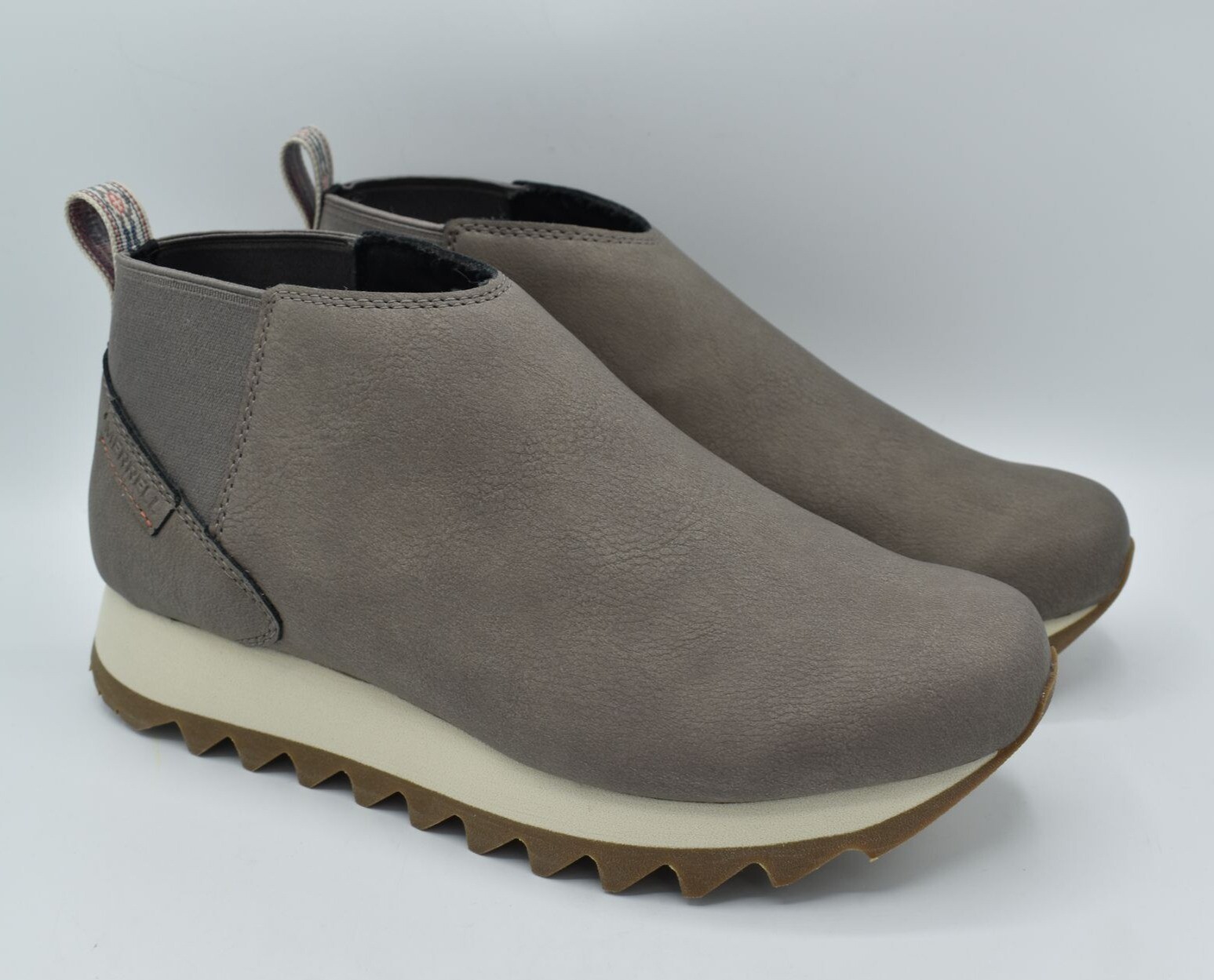 Scarpe stivali Merrell donna taglia 10 Alpine Chelsea vegan pelle grigio falco