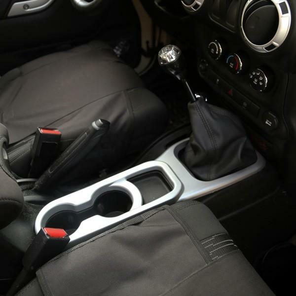 Garniture porte-gobelet console contre rayures pour Jeep Wrangler JK manuelle argent