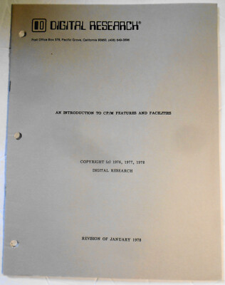 1978 Digital Research: An Introduction Zu CP/M Features Und Facilities. Fein