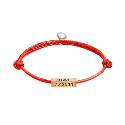 Personalized Braided Rope Bar Bracelet Free Engraving 4 Sides Charms For Couple - Picture 9 of 17