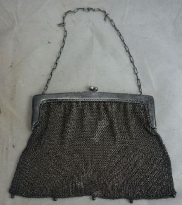 antike Handtasche Kettentasche Alpacca Art Deco