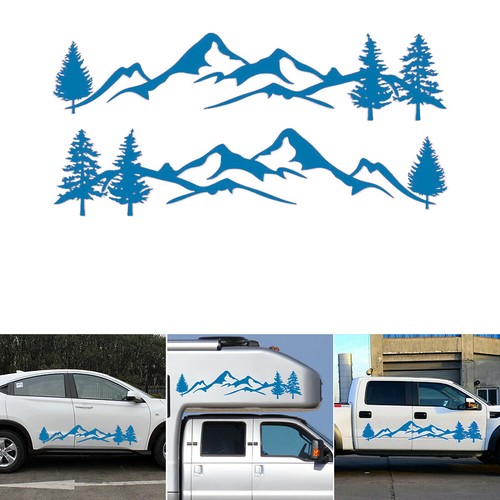 Car Sticker Tree Mountain Forest Vinyl For Camper RV Trailer Truck Decal Graphic - Picture 16 of 18