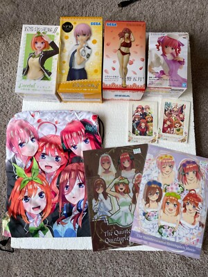 Quintessential Quintuplets Bulk Set- Figures, Tote, Frames, Lanyard, Clear Files