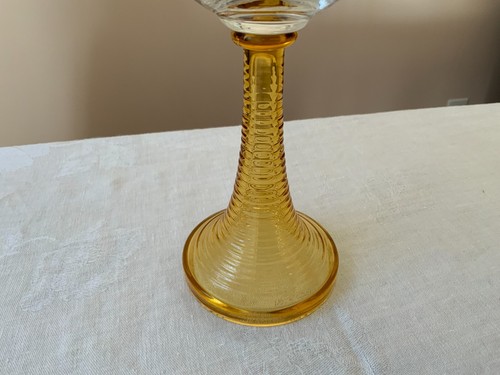 10 copas de vino ámbar con tallo remolino de vidrio veneciano vintage uvas grabadas - Imagen 4 de 6
