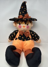 Vintage Halloween Witch Scarecrow Dan Dee Nylon Puffalump Style 26" Plush
