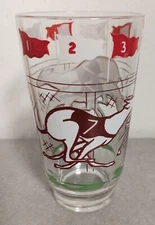 Vintage Boscul Peanut Butter Greyhound Racing #7 Glass Swanky Swig 10 oz NICE!