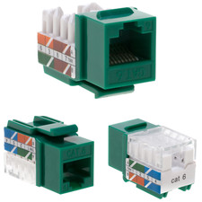 40 Pack Cat6 45  Angled Keystone Jack RJ45 110 Punchdown 8P8C Green Ethernet