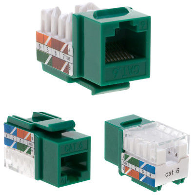 40 Pack Cat6 45° Angled Keystone Jack RJ45 110 Punchdown 8P8C Green Ethernet
