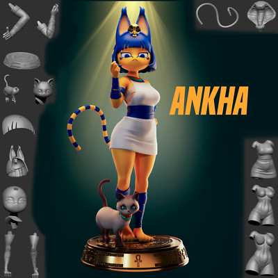 Resin Model Kit Proxy For Egyptian Princess Ankha 3D Printed Furry Cat Girl Fig