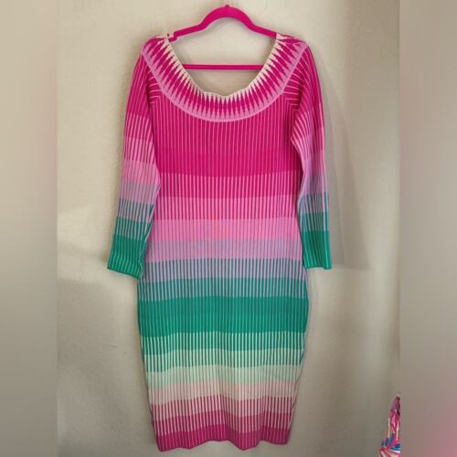 NWT Fashion Nova Pink Knit Off The Shoulder Stretch Midi Sweater Dress 3X - Picture 10 of 11