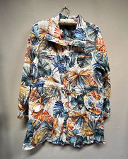 Chico's Women's Palm-Print Linen Utility Jacket Sz 3 US 16/18 Multicolor Pockets