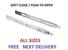 PUSH TO OPEN / SOFT CLOSE DRAWER RUNNER, FULL EXTENSION,1 PAIR, 300 - 600 mm