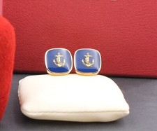 WEMPE Maritime MANSCHETTENKNÖPFE / CUFFLINKS | Anker | Emaille | 750er Gelbgold