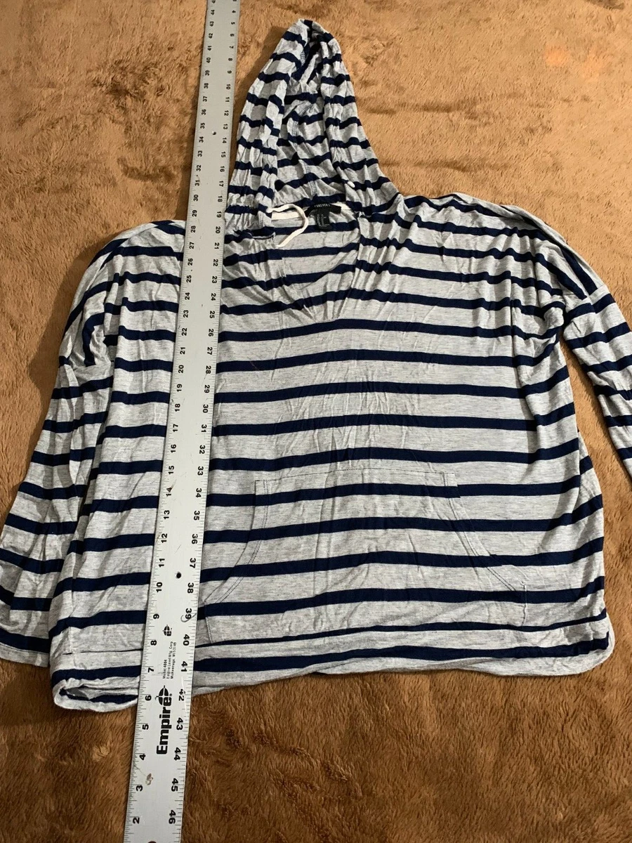 Forever 21 Women Hoodie Navy Gray Striped Size XL Lightweight Long Sleeve |  eBay