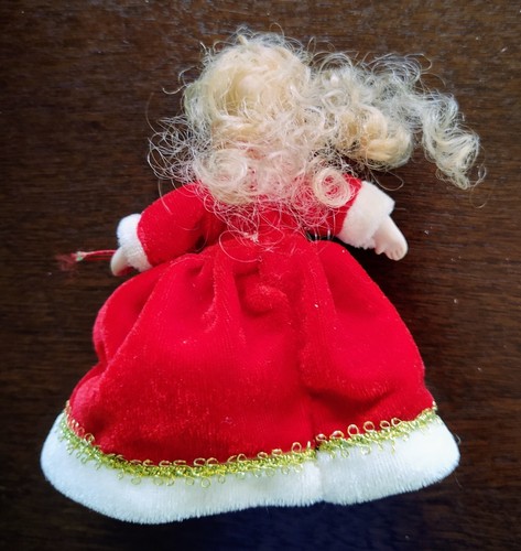 Vintage Miniature Christmas Porcelain Girl Doll - Picture 6 of 8