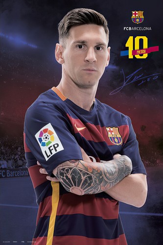 Fc Barcelona Cartel De Deportes Print Lionel Messi 10 Tattoo 15 16 Ebay