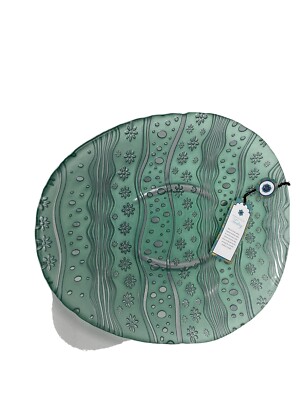 Made in Turkey 13in Green Glass Egg Serving Plate AA02B27014