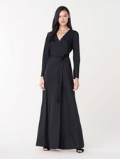 NWT Diane Von Furstenberg Tilly Black Silk Jacquard Maxi Wrap Dress 6 RARE RARE