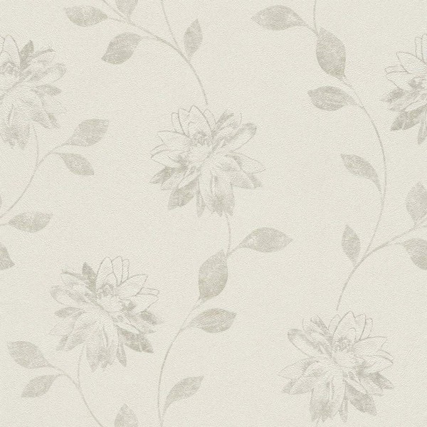 Rasch Vliestapete Fiducia 425161 Taupe-Hellbraune BlüTenranke Auf Creme Grund-image
