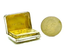 Birmingham English Sterling Silver Gilt Vinaigrette Box Marked E.S Circa 1830