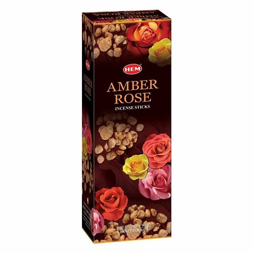 Hem Amber Rose AGARBATTI Sticks Handmade Natural Fragrance 6x20= 120 Sticks - Picture 3 of 9