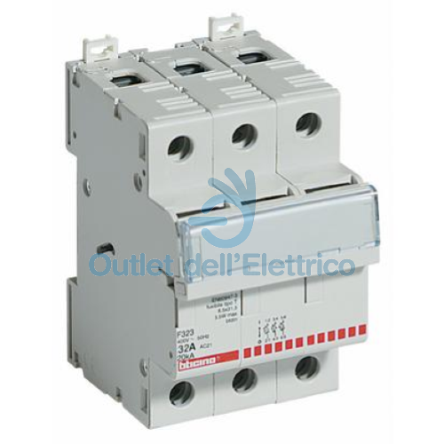 BTICINO BTDIN F323 PORTAFUSIBILE SEZIONABILE 3P 3 POLI 32A 10.3X38