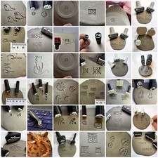 POTT'R Custom Potter's Mark Pottery Ceramic Stamp Incorporating a Hand-Held Post