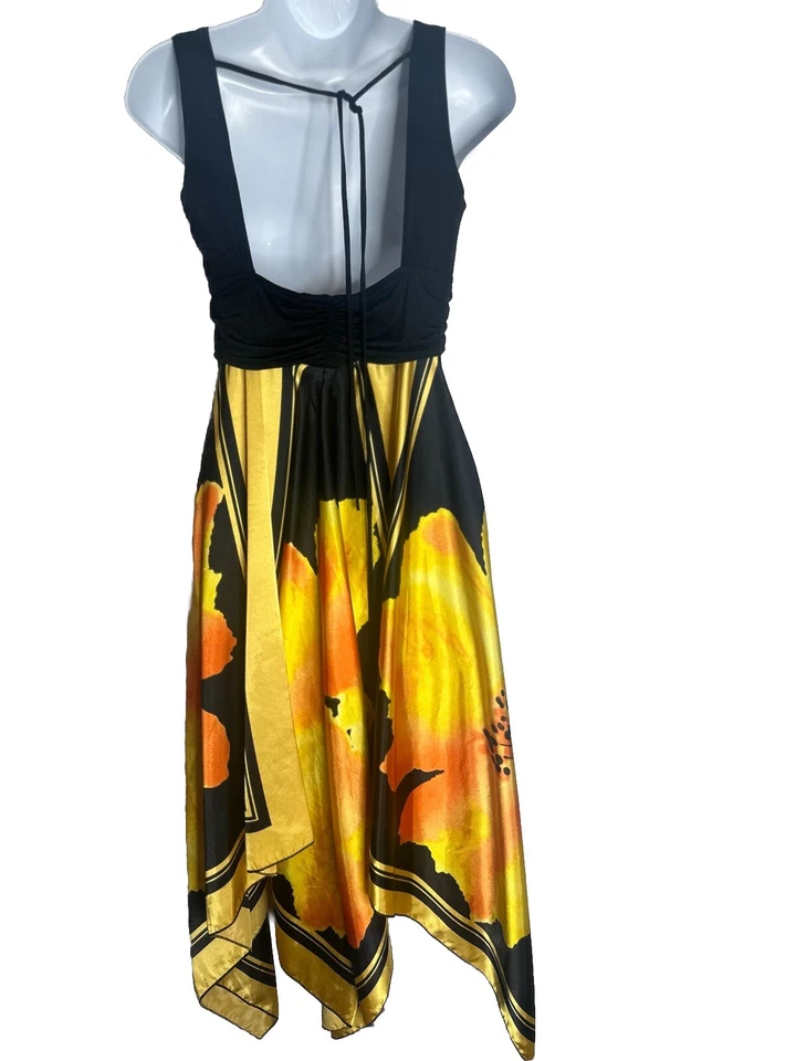 Vestido Midi De Colección Y2K Floral Asimétrico Babydoll Espalda Abierta Hada Gótico Resort M Foto 3 de 4