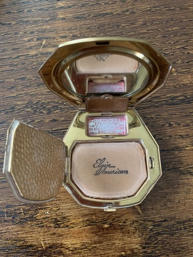 Elgin Elgina American Art Deco Powder & Rouge Goldtone Compact 1920’s New York - Bild 21 von 23