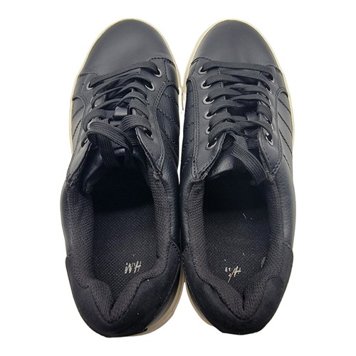 H&M Shoes Mens Size 8.5 Sneakers Black Faux Leather Casual - Picture 6 of 10