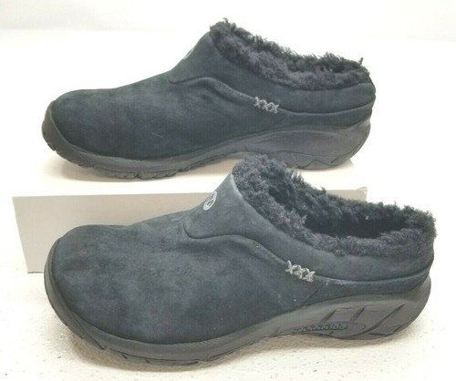 merrell black suede clogs