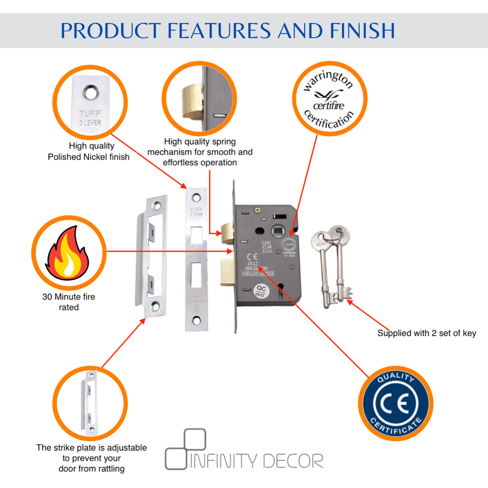 Buy A Securit Euro Sash Lock Nickel Plated 48mm C/C 63mm Online In