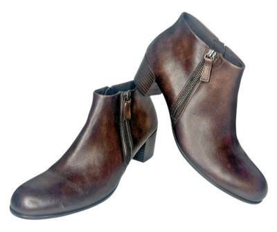 ECCO SHAPE M35 Zip Cocoa Brown Leather Ankle Boot Women's Sz EU41/US10-10.5