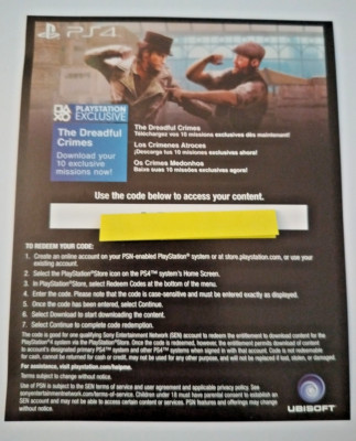 Assassin's Creed Syndicate DLC Add-on Playstation 4 PS4 The Dreadful Crimes