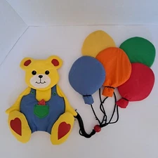 Vtg Century Originals Nursery Wall Hanging Bear In Overalls Balloons Plush 1987
