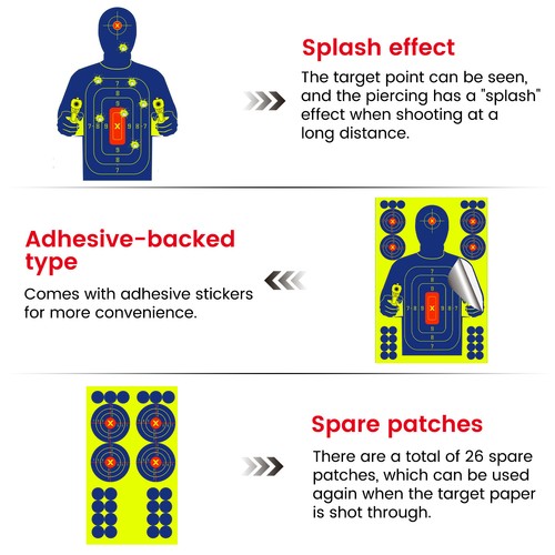 10 Pack 12x18" Shooting Range Targets Large Splatter Gun Reactive Paper Targets - Picture 2 of 18