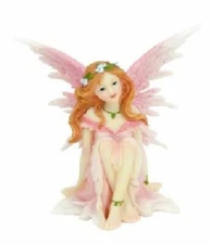 Sitting Pink Fairy, Spring Garden Fairy, Birthday Gift, Table Decor