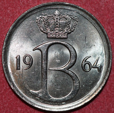 Belgium 1964  25 centimes Dutch Legend Belgie-   Foreign Coin  16mm