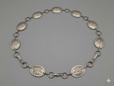 Vintage Concho Belt 1980s Southwestern Boho Silver-Tone Metal 48"