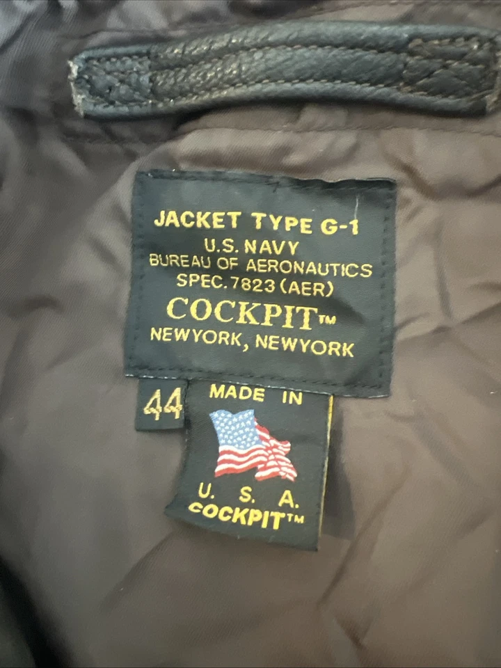 Chaqueta de vuelo de piel de cabra Cockpit EE. UU. Vintage G-1 Spec 7823 Top Gun Maverick 44 Foto 3 de 4