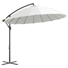 Outsunny 3(m) Cantilever Shanghai Parasol w/ Crank Handle, Cross Base, Off-White