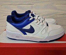 Nike Full Force Low Trainers Summit White Royal Blue Leather Lace Up New Size 8