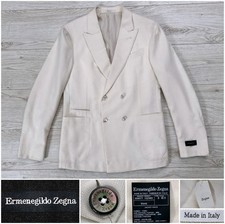 BNWT 5995 Ermenegildo Zegna "Siena" Ivory Cotton/Cashmere/Viscose DB Jacket 38R