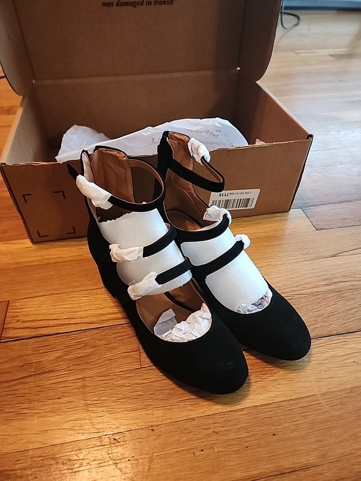 Zapatos para mujer Bonnibel con triple hebilla correa en el tobillo tacón bloque negros talla 6,5 Foto 2 de 4