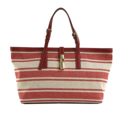 FURLA Debby Tote L Schultertasche Shopper Tasche Toni Lacca creme rot Neu