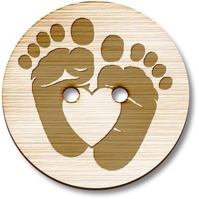 Holzknöpfe ''Herz Baby Füße'' (BT052070)