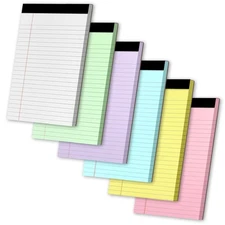 WINKIO Legal Pads 5" X 8" 6 Pack Colored Note Pads College Ruled Yellow Lined...