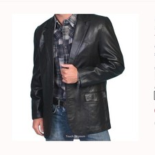 Scully Men's Black Lambskin Leather Blazer Size 42 Regular 501-11