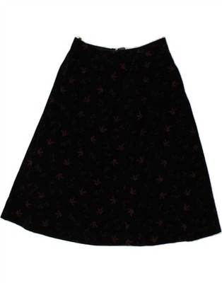 VINTAGE Damen A-Linien Rock W26 Small schwarz Animal Print Viskose GQ02
