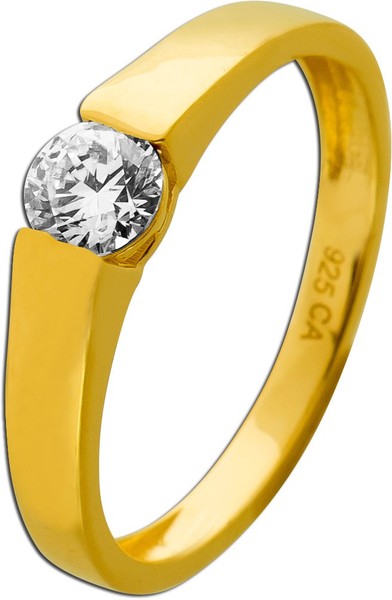 Diamant Ring Silber Vergoldet Lab Grown Diamond 0.50Ct-image
